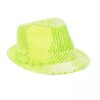 sombrero ganster lentejuelas amarillo neon