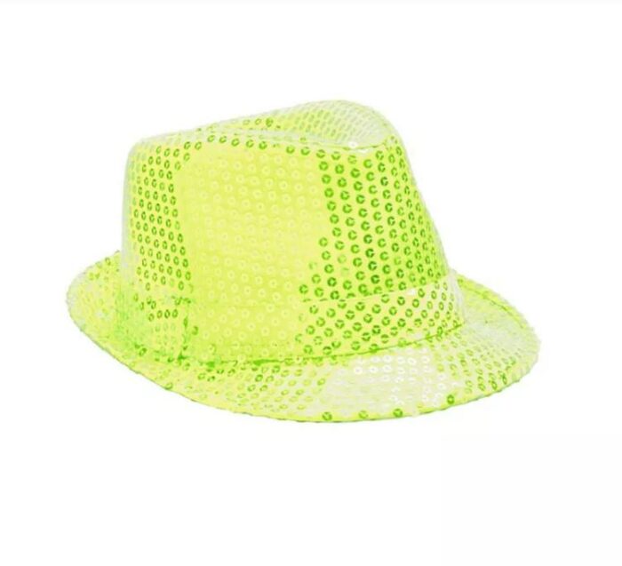 sombrero ganster lentejuelas amarillo neon