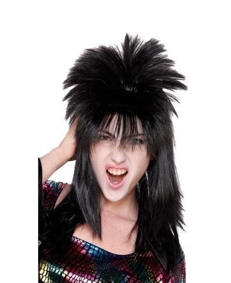 peluca punki negra para adulto