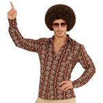 Camisa estampada marrón años 70 para hombre