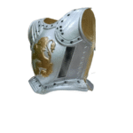 Armadura plata con león dorado