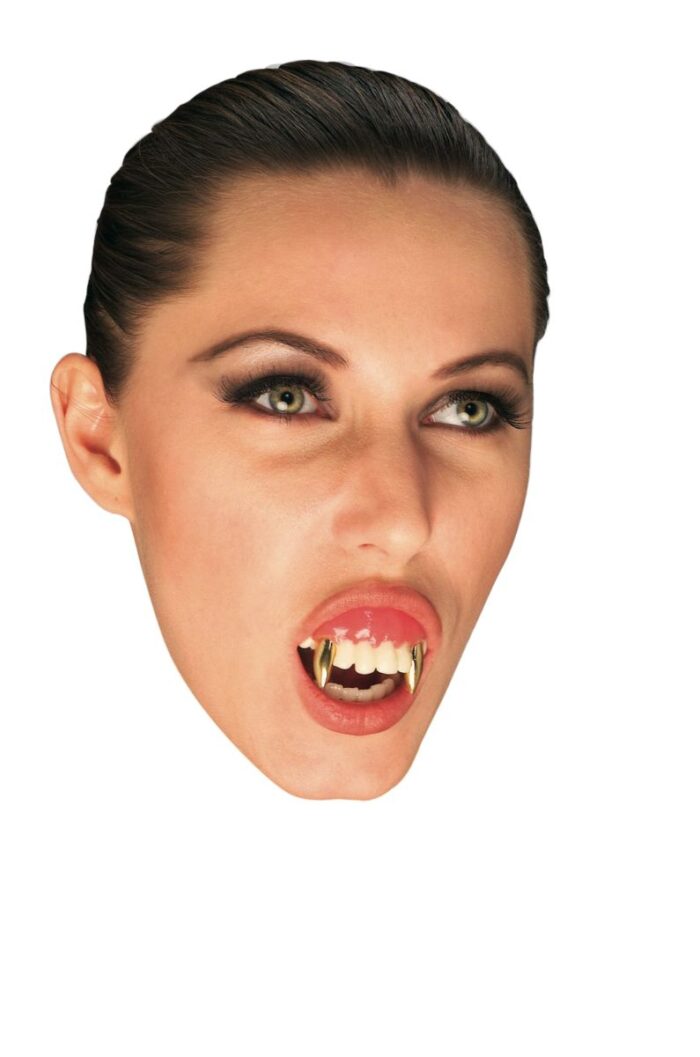 Dentadura Colmillos Dorados c/Pasta