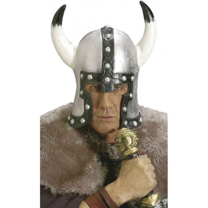Casco Vikingo Plateado Látex Premium