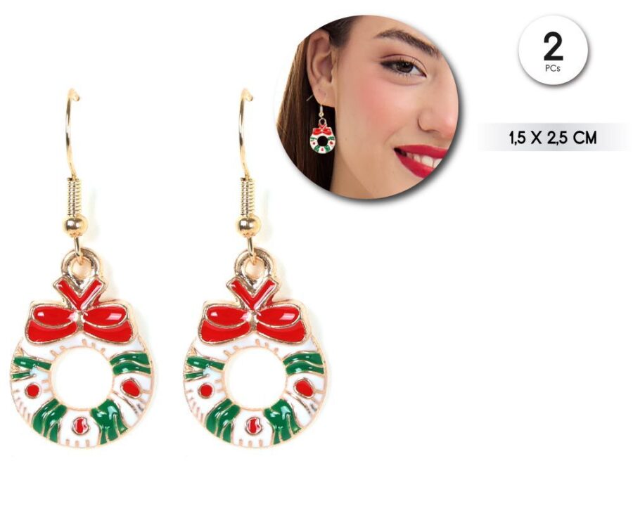 Pendientes corona de navidad