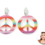 Pendientes signo de la paz hippie multicolor para mujer