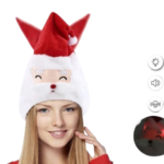 Gorro papa noel con movimiento, luz y sonido.