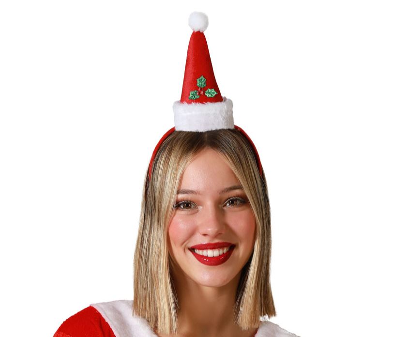Diadema gorro papa noel muérdago