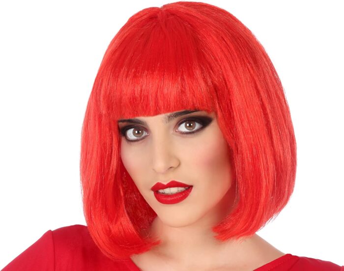 Peluca Lisa Corta Roja