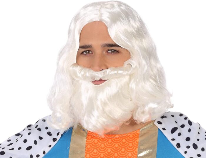 Peluca y barba blanca de rey mago