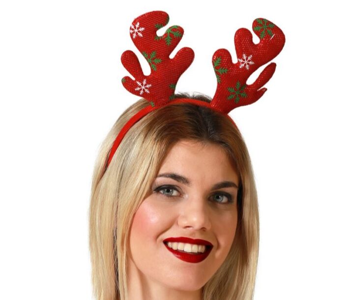 Diadema reno rojoa con copos