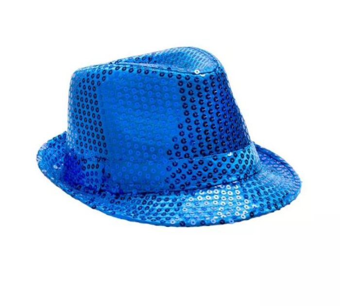 sombrero ganster lentejuelas azul