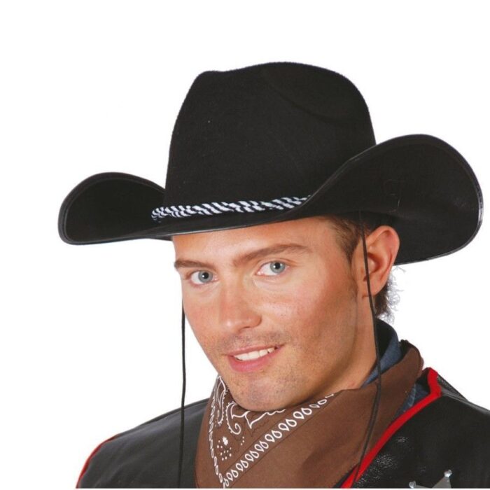 Sombrero Vaquero Negro con Cuerda