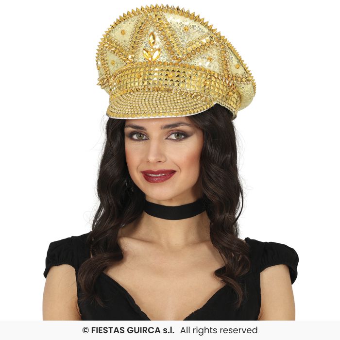 Gorra oro pedreria adulto