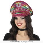 Gorra rosa con piedras multicolor adulto