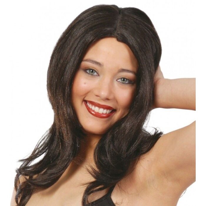 peluca melena negra de mujer