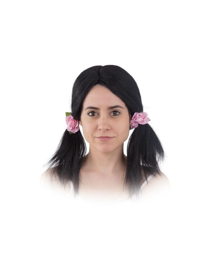 Peluca Coletas Negra