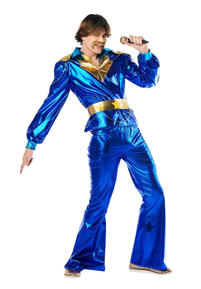 Disfraz disco azul años 70 para hombre