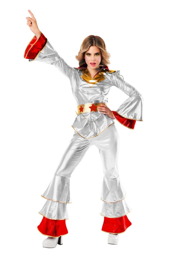 Disfraz disco plata años 70 para mujer