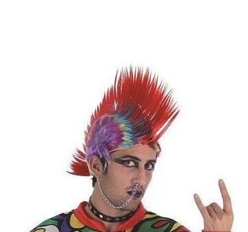 peluca punki multicolor para adulto