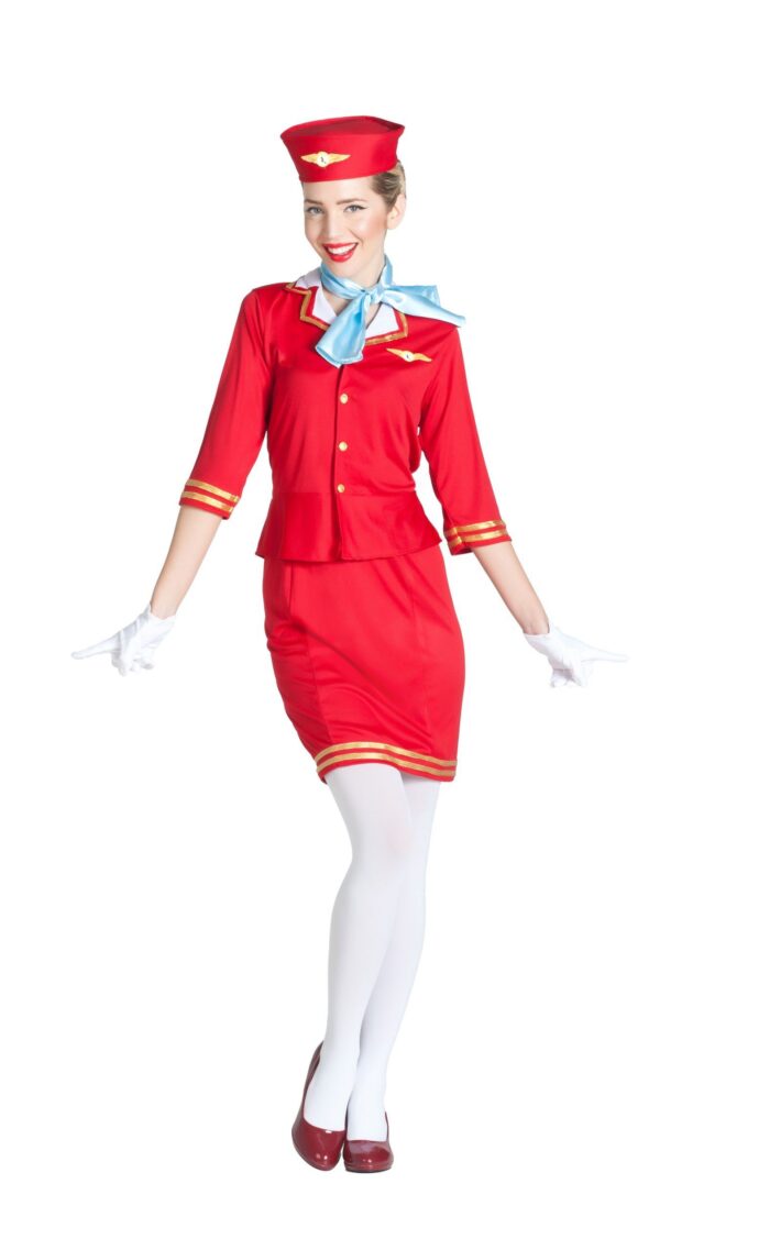 Disfraz Azafata de Vuelo Roja Mujer