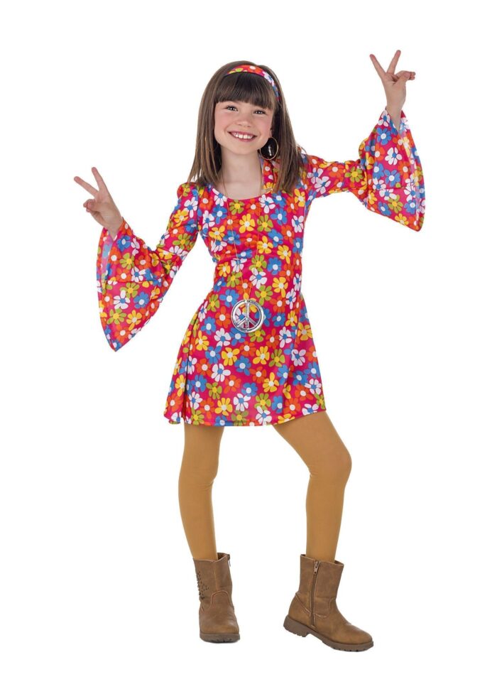 Disfraz Hippie Niña Años 70 Flores