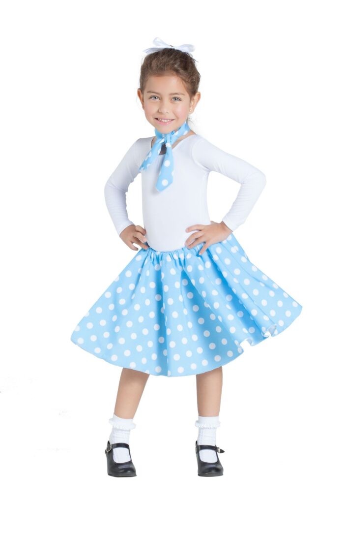 Falda Azul con Enagua y Pañuelo