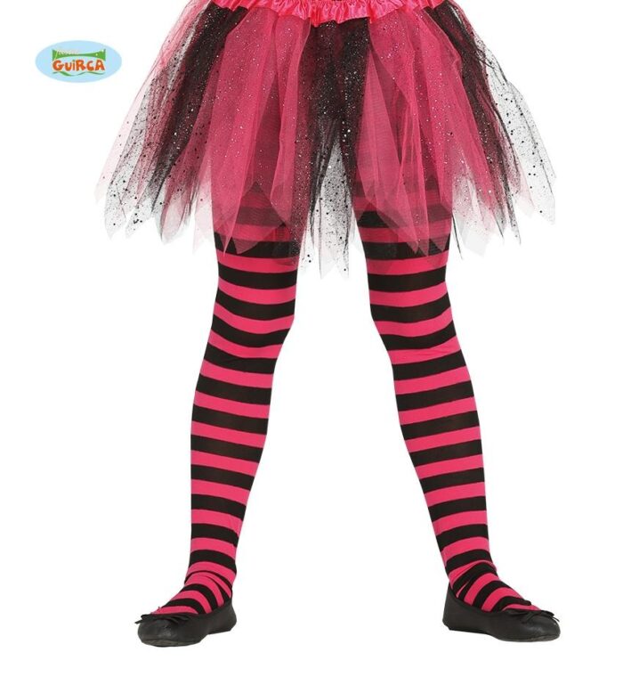 Pantys Rayas Negro-Fucsia