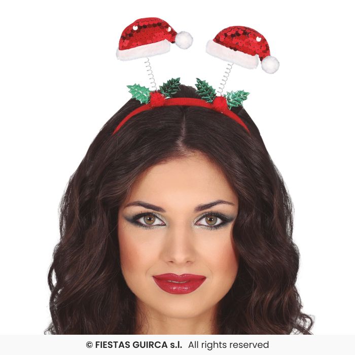 Diadema con gorritos de papa noel
