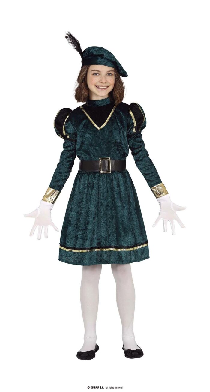 Disfraz Paje Verde-Oro Niña
