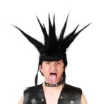 peluca punki negra para adulto