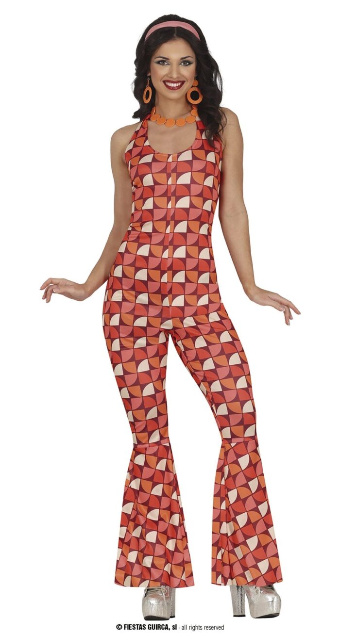 Disfraz mono disco rojo para mujer