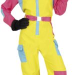 Disfraz esquiadora amarilla adulta