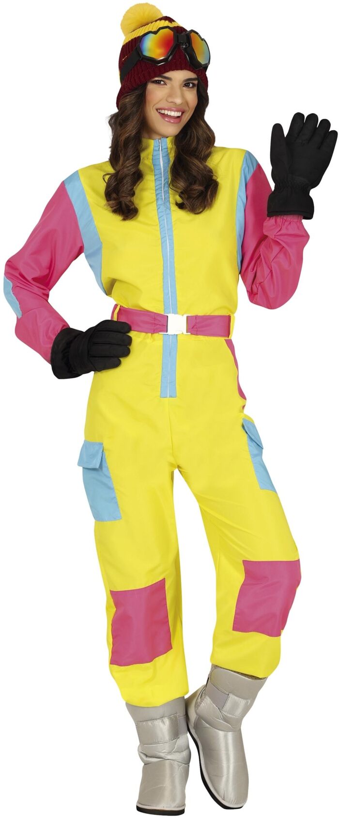 Disfraz esquiadora amarilla adulta