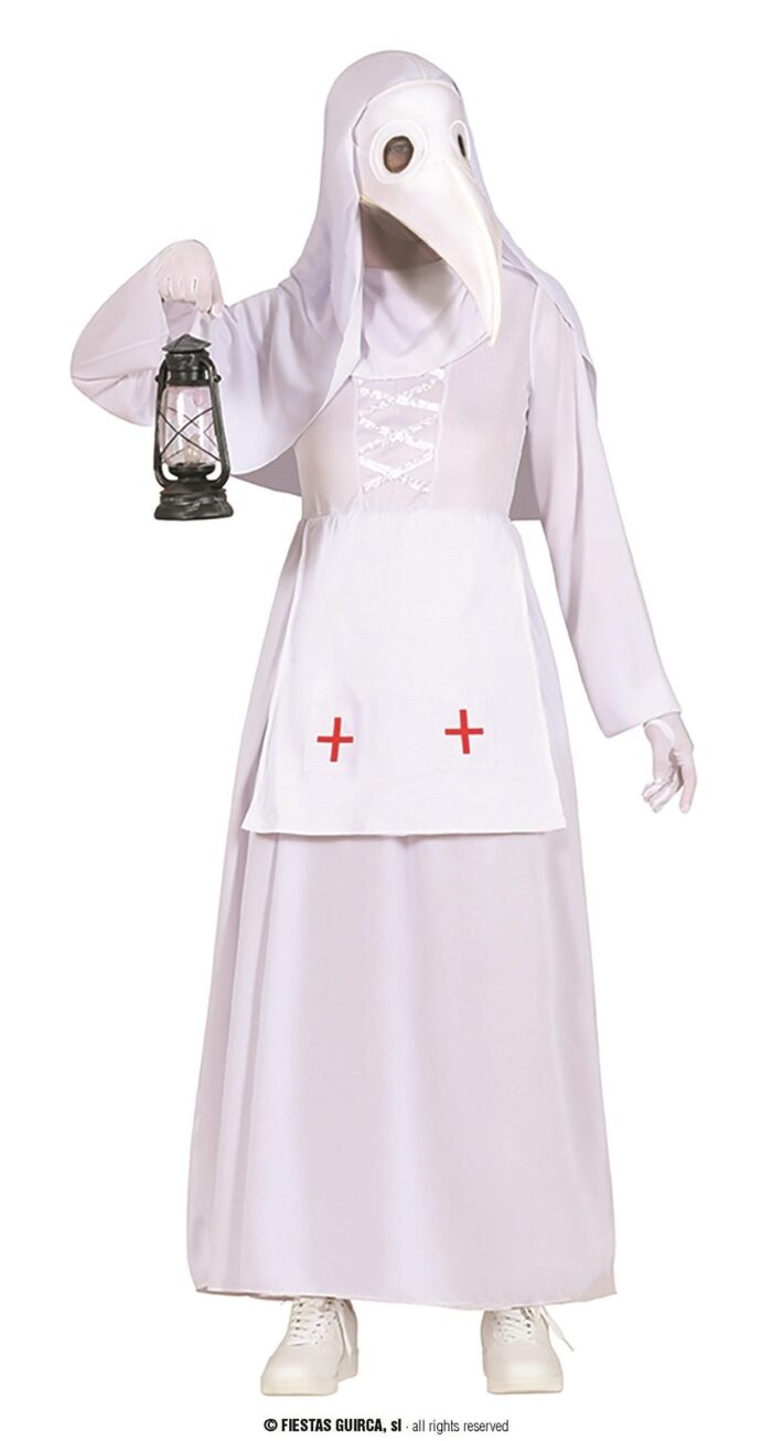 Disfraz peste negra blanco para adulto