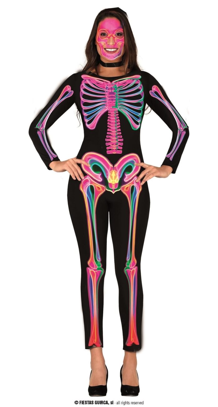 Disfraz Esqueleto Neón Mujer