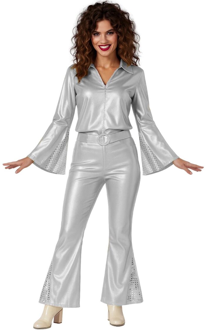 Disfraz disco plata mujer