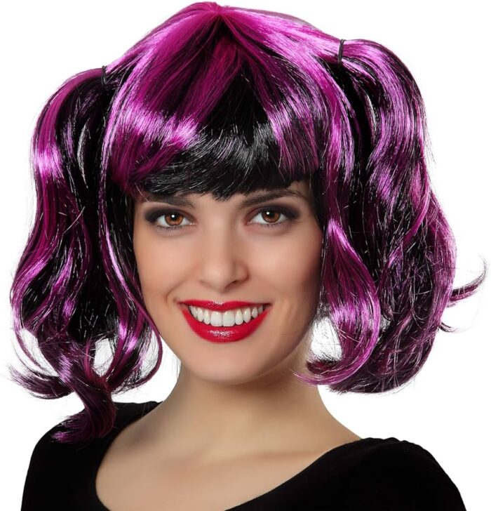 Peluca Coletas Morado/Negro