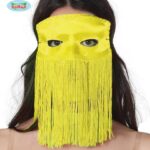 antifaz de flecos amarillo