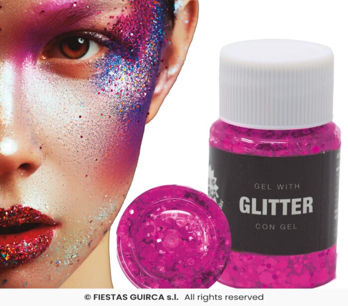 Glitter fucsia de gel grueso