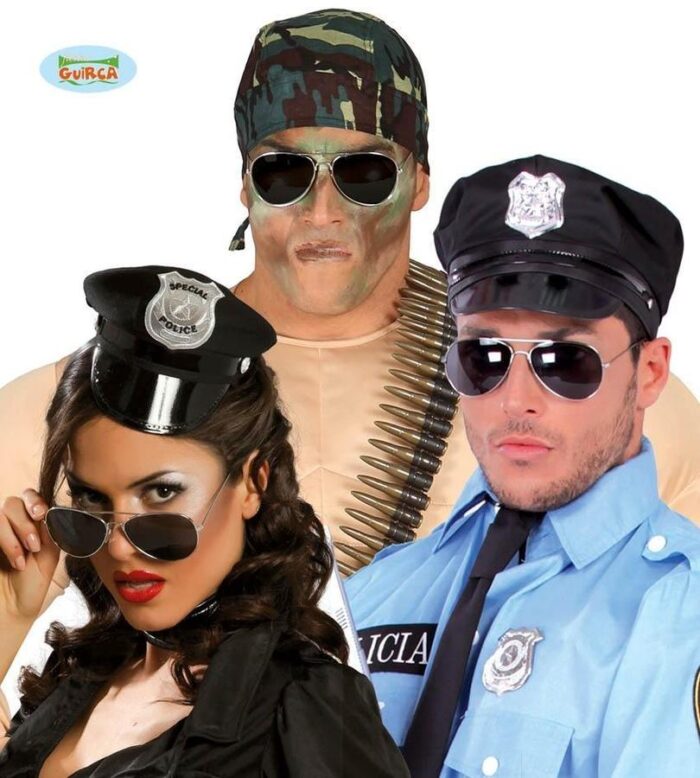 gafas metalicas de policia