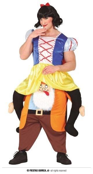 Disfraz blancanieves a hombros de enanito para adulto