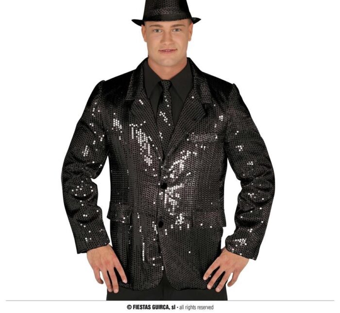 Chaqueta lentejuelas negra para adulto