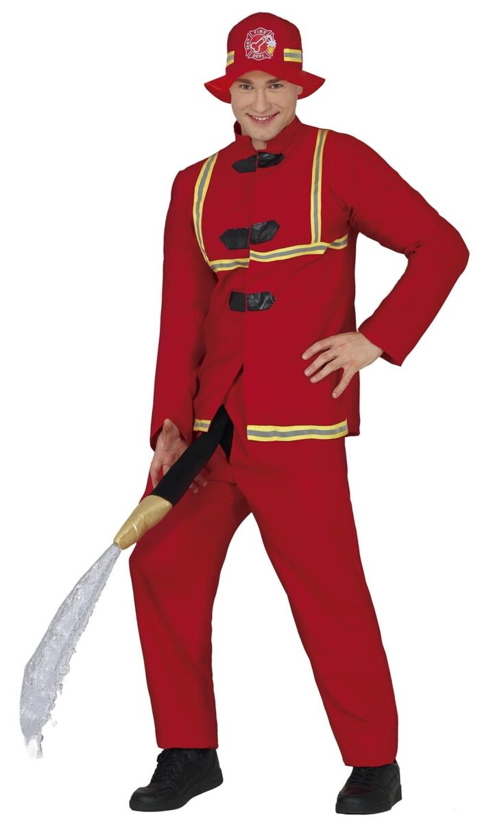 Disfraz de bombero con manguera para adulto