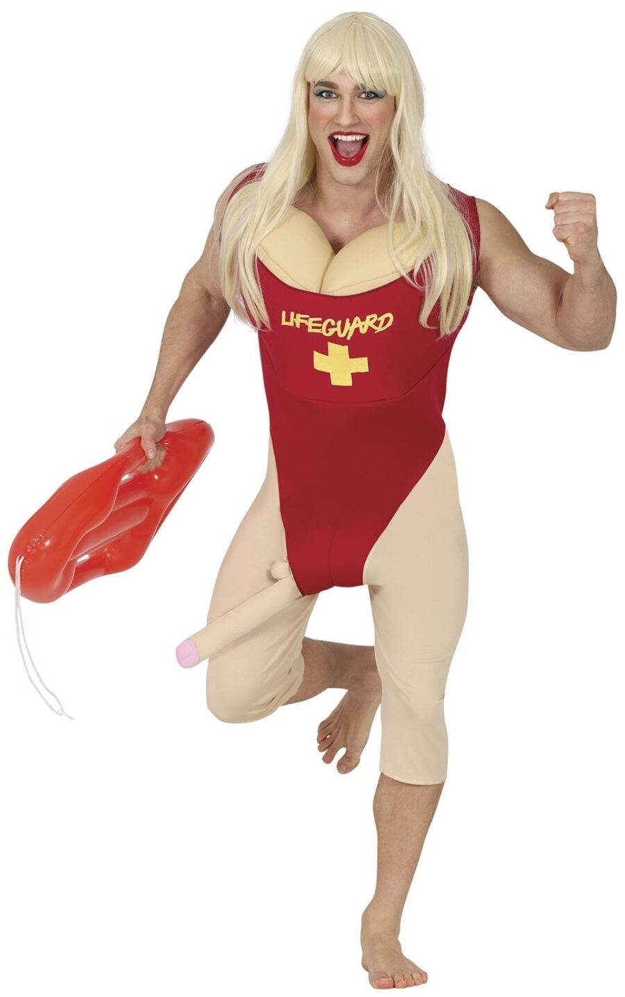 Disfraz socorrista con pechos y miembro para adultos