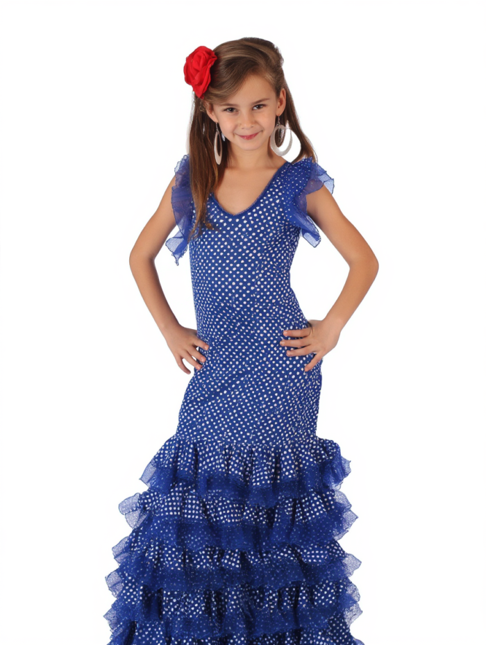 Disfraz de sevillana azul para niña