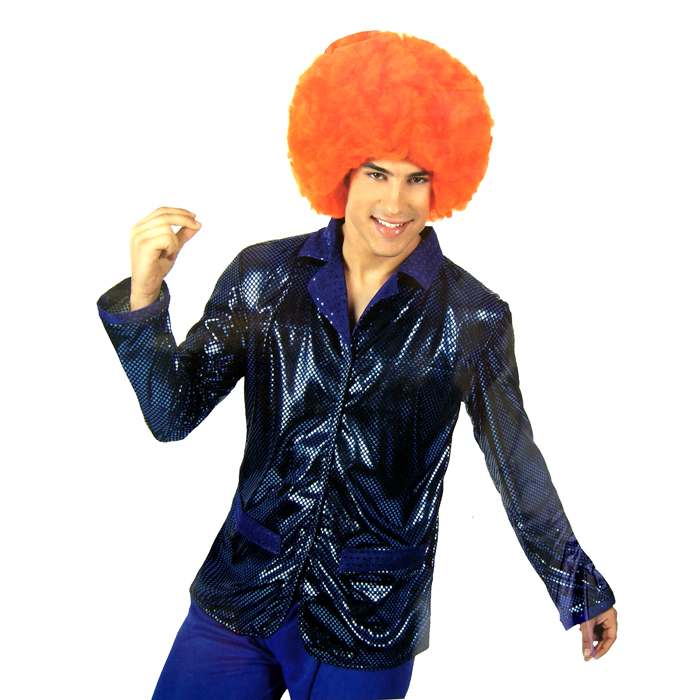 Camisa disco con brillos azulón para adulto