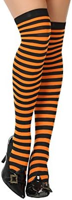 medias de rayas naranja-negra para mujer