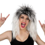 peluca rockera punki blanca para adulto