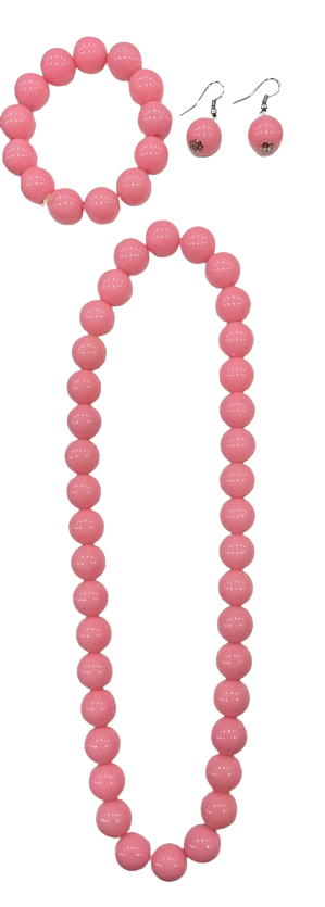 Conjunto de pendientes, pulsera y collar sevillana rosa