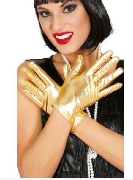 Guantes metalizados oro cortos